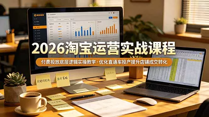2026 淘宝运营实战课程，付费投放底层逻辑实操教学，优化直通车投产提升店铺成交转化 - 渡客网创