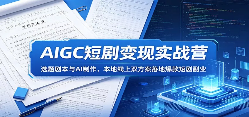 AIGC短剧变现实战营：选题剧本与AI制作，本地线上双方案落地爆款短剧副业 - 渡客网创