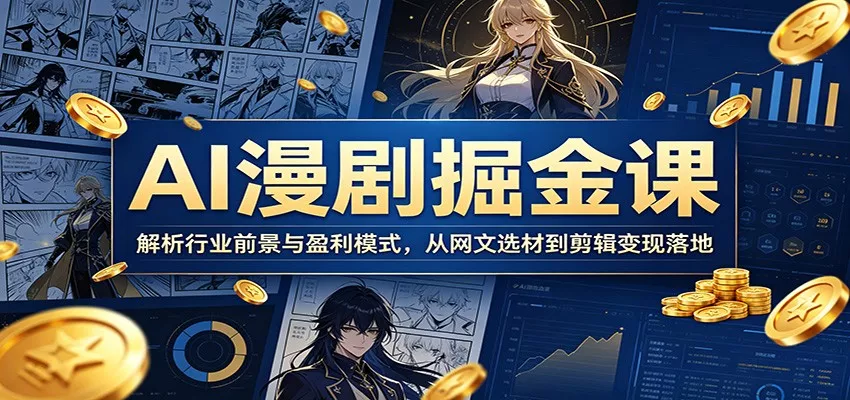 AI漫剧掘金课：解析行业前景与盈利模式，从网文选材到剪辑变现落地 - 渡客网创