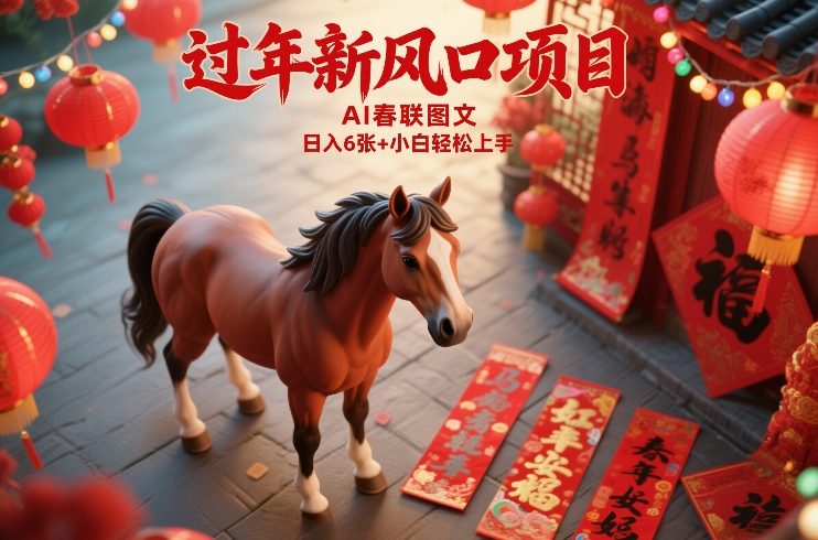 过年新风口项目，用ai春联图文，日入6张+小白轻松上手【揭秘】 - 渡客网创