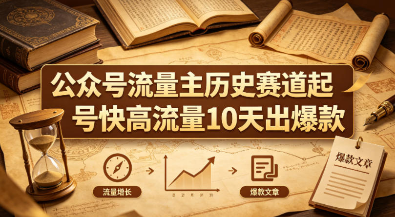 公众号流量主之历史赛道，起号快+高流量，10天就能出爆款！ - 渡客网创