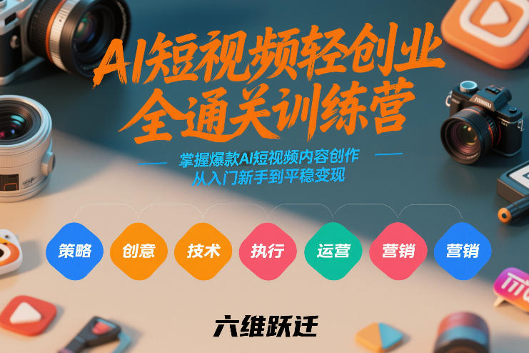 AI短视频轻创业全通关训练营，掌握爆款AI短视频内容创作，从入门新手到平稳变现的六维跃迁 - 渡客网创