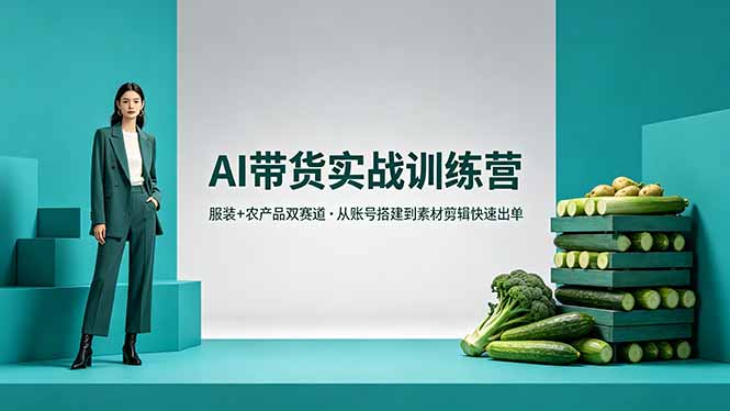 AI带货实战训练营，服装+农产品双赛道，从账号搭建到素材剪辑快速出单 - 渡客网创