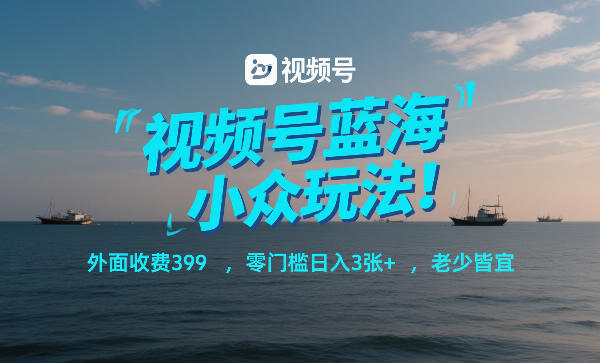 视频号蓝海小众玩法！外面收费399，零门槛日入3张+，老少皆宜 - 渡客网创