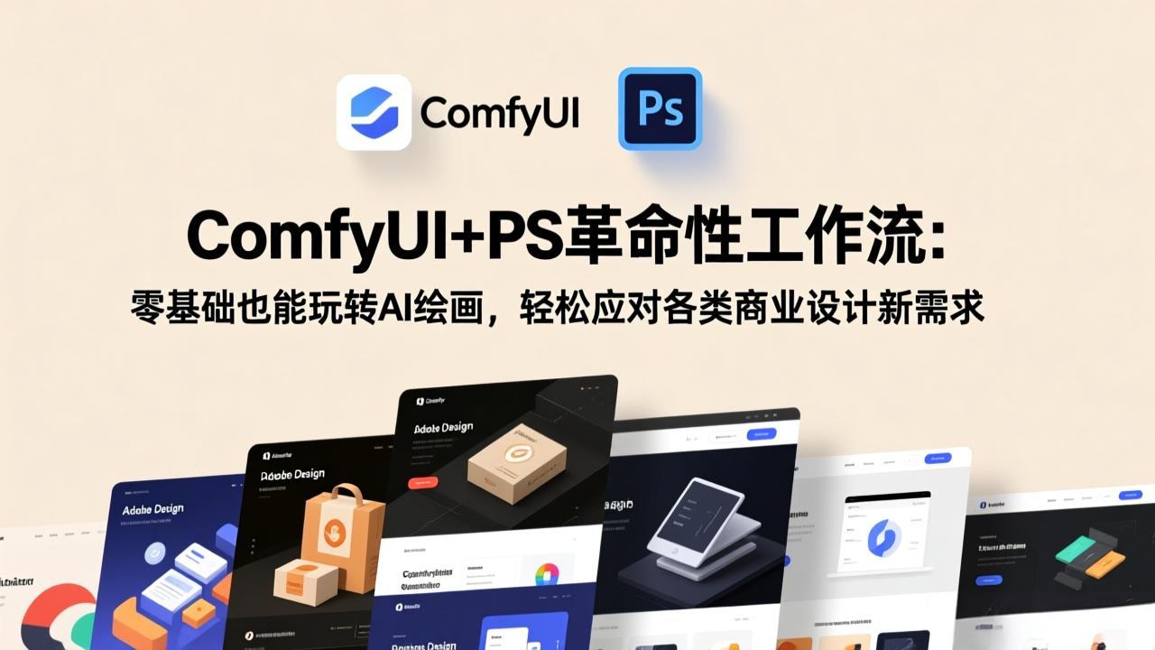 ComfyUI+PS革命性工作流：零基础也能玩转AI绘画，轻松应对各类商业设计新需求 - 渡客网创