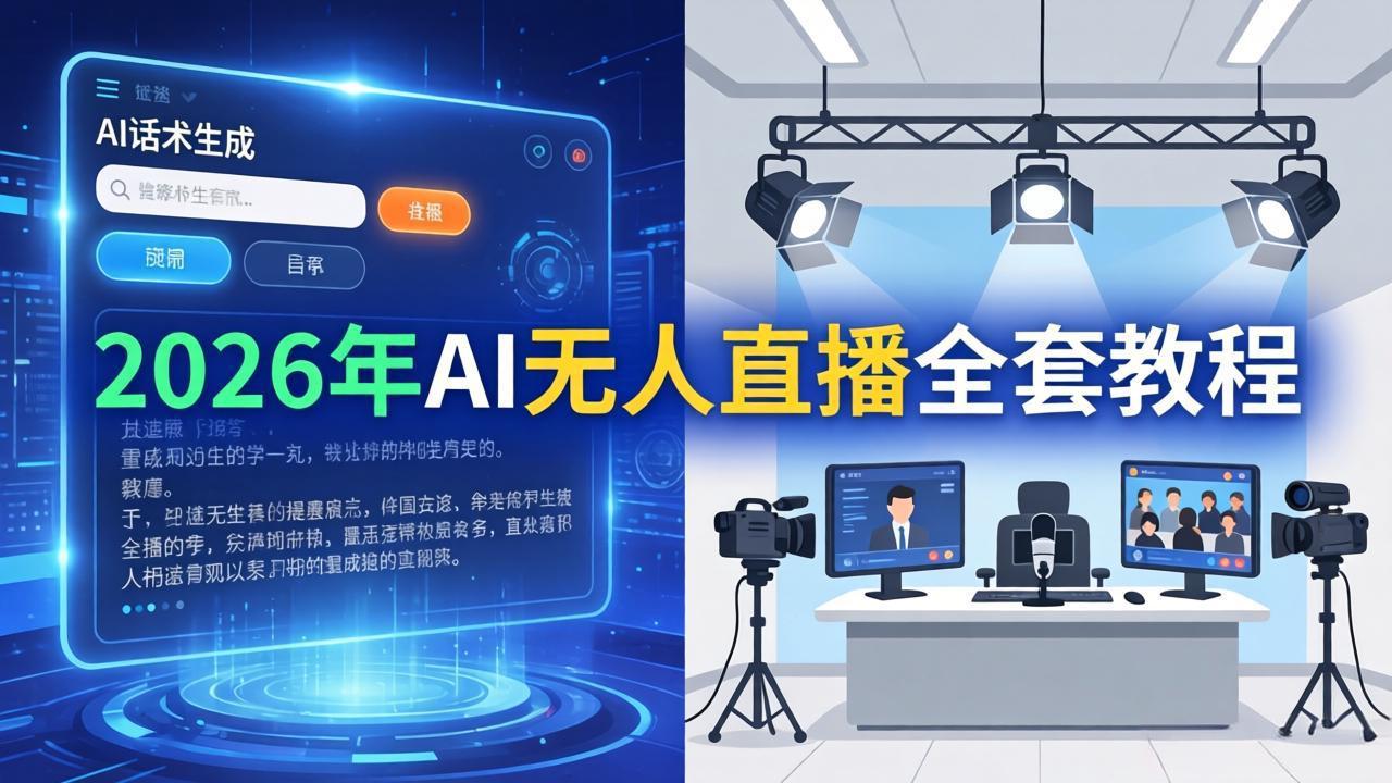 2026年AI无人直播全套教程：OBS安装+软件配置+直播间搭建+话术生成+一键开播实操 - 渡客网创
