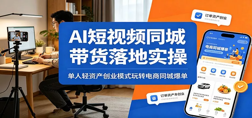 AI短视频同城带货落地实操：单人轻资产创业模式玩转电商同城爆单 - 渡客网创