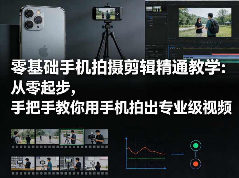 零基础手机拍摄剪辑精通教学：从零起步，手把手教你用手机拍出专业级视频 - 渡客网创