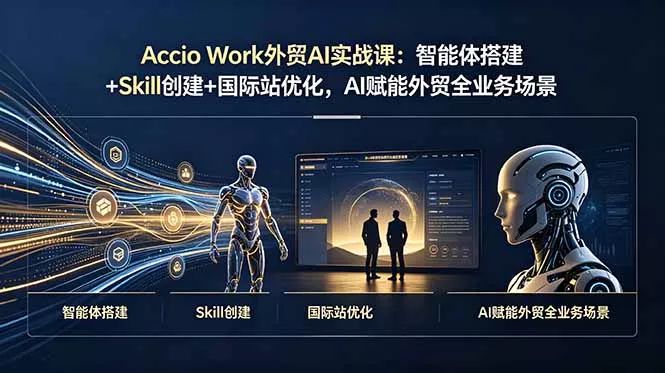 Accio Work外贸AI实战课：智能体搭建+Skill创建+国际站优化，AI赋能外贸全业务场景 - 渡客网创