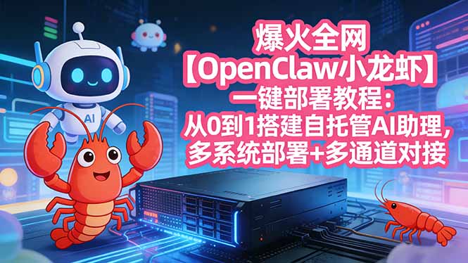 爆火全网【OpenClaw 小龙虾】一键部署教程：从0到1搭建自托管AI助理，多系统部署+多通道对接 - 渡客网创