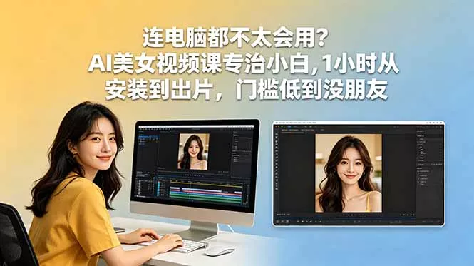 连电脑都不太会用？AI美女视频课专治小白，1小时从安装到出片，门槛低到没朋友 - 渡客网创