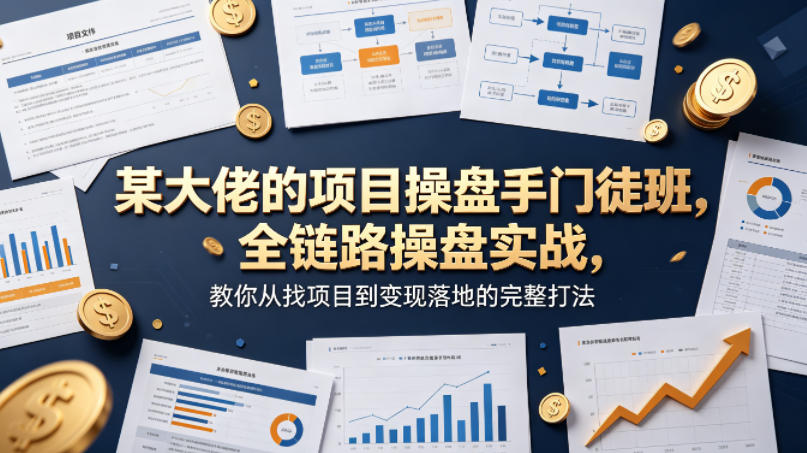 某大佬的项目操盘手门徒班，全链路操盘实战，教你从找项目到变现落地的完整打法 - 渡客网创
