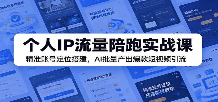 个人IP流量陪跑实战课：精准账号定位搭建，AI批量产出爆款短视频引流 - 渡客网创
