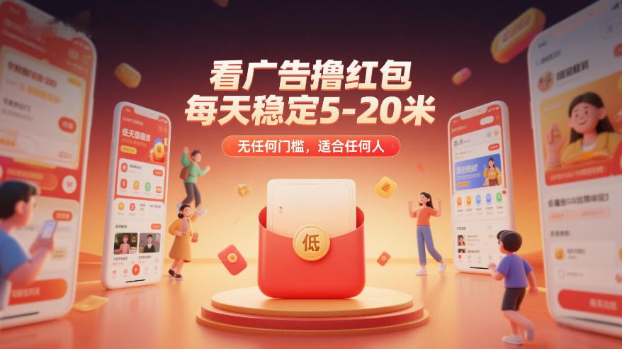 看广告撸红包，每天稳定5-20米，无任何门槛，适合任何人 - 渡客网创