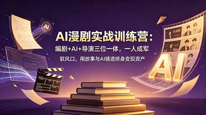AI漫剧实战训练营：编剧+AI+导演三位一体，一人成军 驭风口，用故事与AI铸造终身变现资产 - 渡客网创