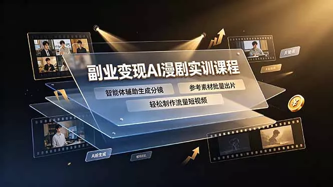 副业变现AI漫剧实训课程，智能体辅助生成分镜，参考素材批量出片，轻松制作流量短视频 - 渡客网创