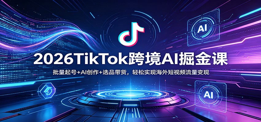 2026TikTok跨境AI掘金课：批量起号+AI创作+选品带货，轻松实现海外短视频流量变现 - 渡客网创
