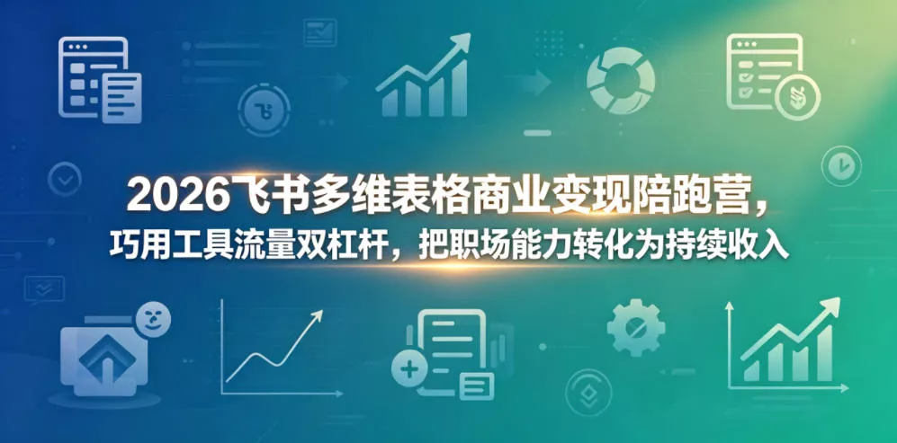 2026飞书多维表格商业变现陪跑营，巧用工具流量双杠杆，把职场能力转化为持续收入 - 渡客网创