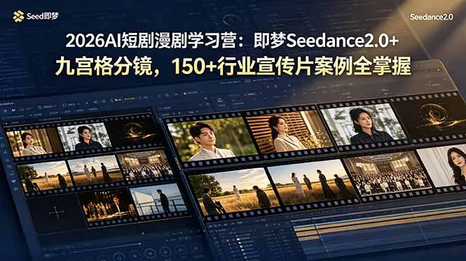 2026AI短剧漫剧学习营：即梦Seedance2.0+九宫格分镜，150+行业宣传片案例全掌握 - 渡客网创