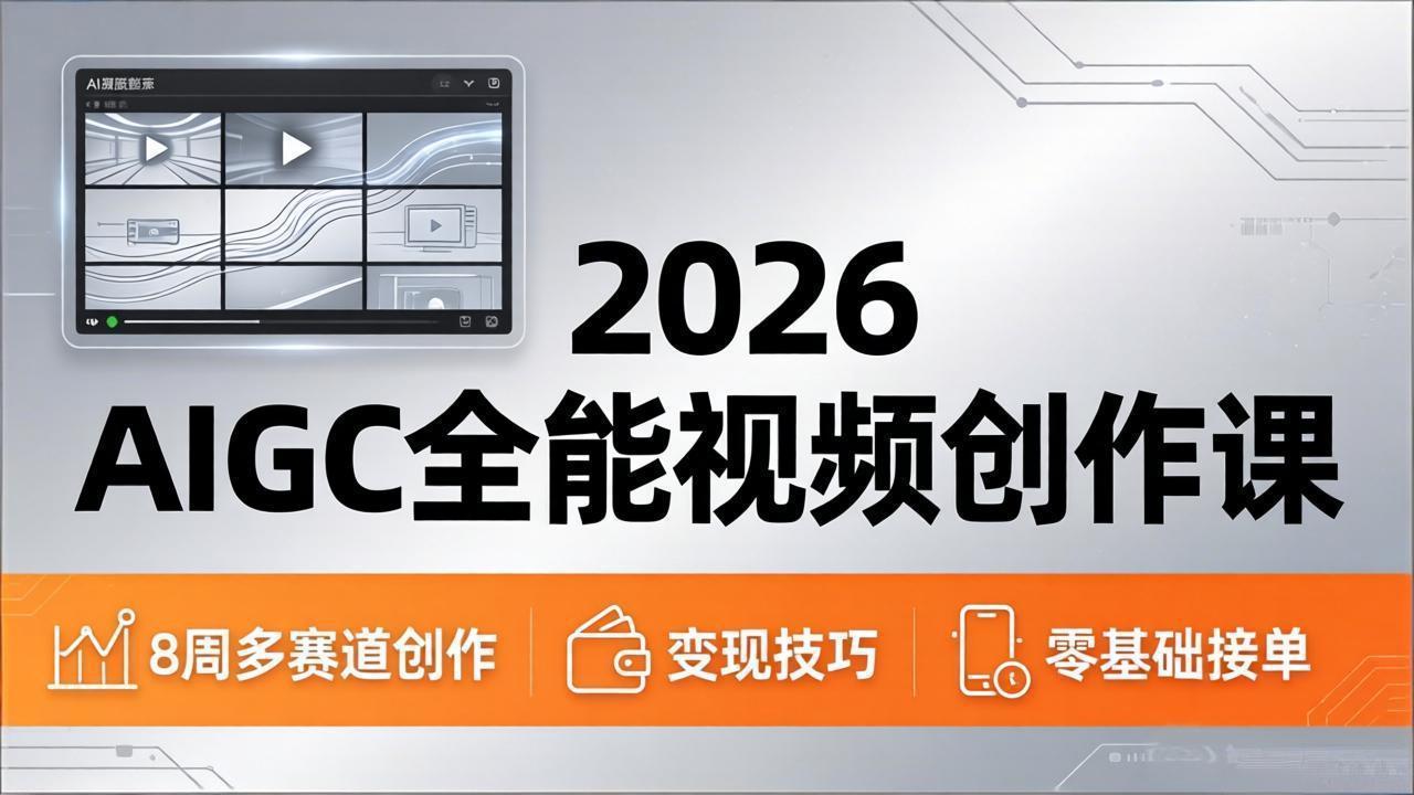 2026AIGC全能视频创作课，8周吃透多赛道创作+变现，零基础也能高效出片接单 - 渡客网创