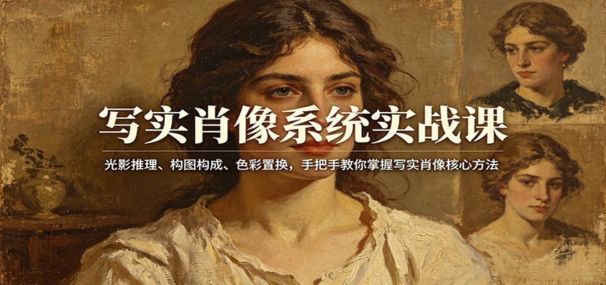 写实肖像系统实战课：光影推理、构图构成、色彩置换，手把手教你掌握写实肖像核心方法 - 渡客网创
