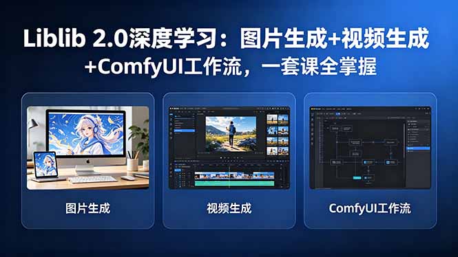 Liblib 2.0深度学习：图片生成+视频生成+ComfyUI工作流，一套课全掌握 - 渡客网创