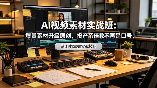 AI视频素材实战班：爆量素材升级原创，投产翻倍不再是口号，0-1系统教学实战落地 - 渡客网创