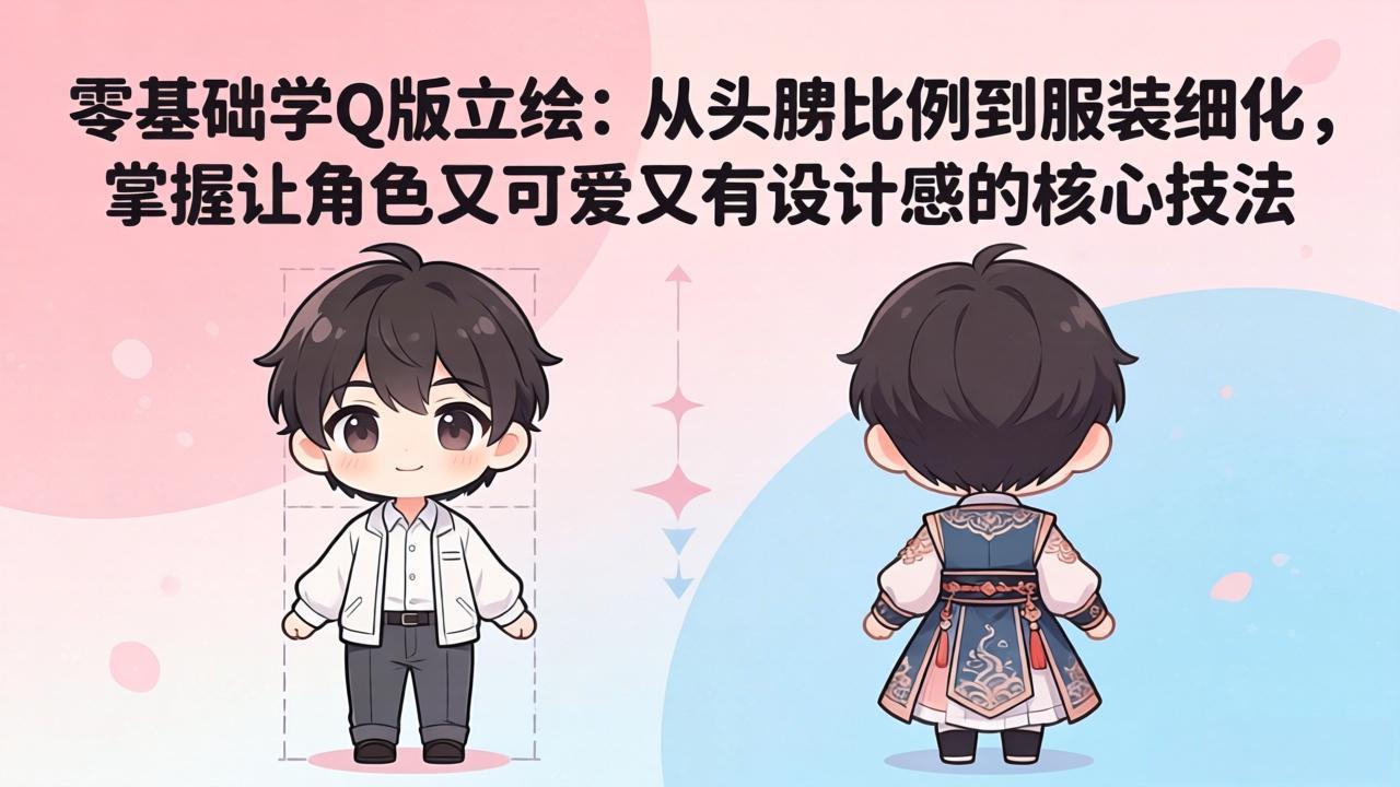 零基础学Q版立绘：从头身比例到服装细化，掌握让角色又可爱又有设计感的核心技法 - 渡客网创