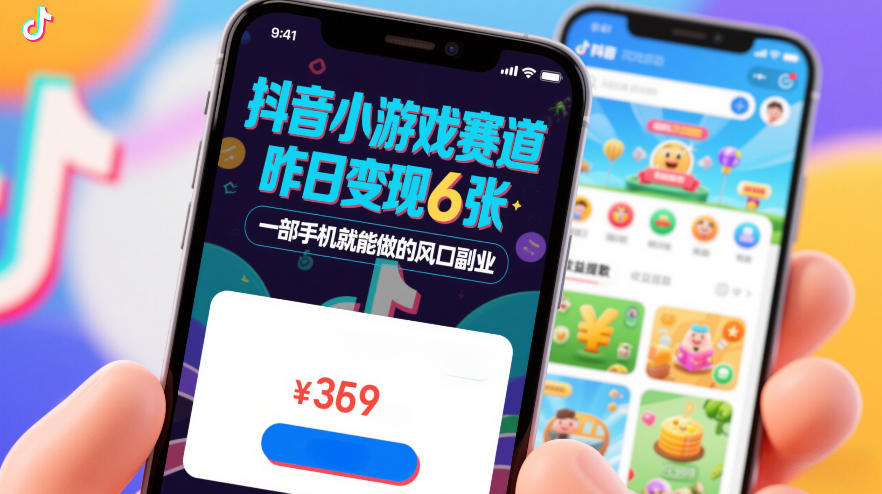 抖音小游戏赛道，昨日变现600+，零基础一部手机就能做的风口副业【揭秘】 - 渡客网创