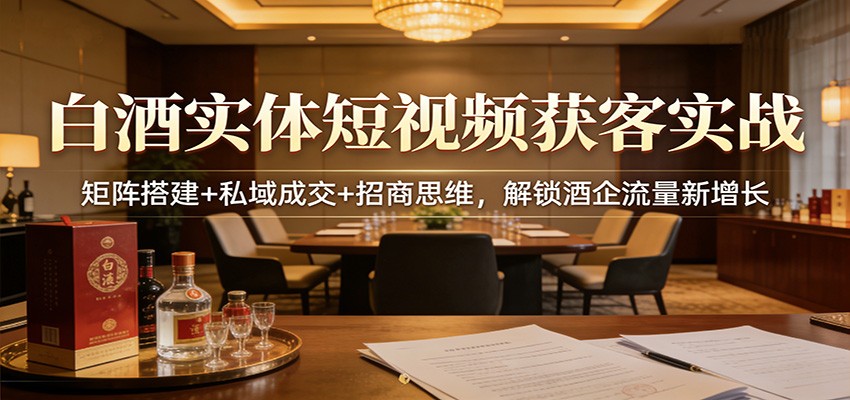 白酒实体短视频获客实战：矩阵搭建+私域成交+招商思维，解锁酒企流量新增长 - 渡客网创