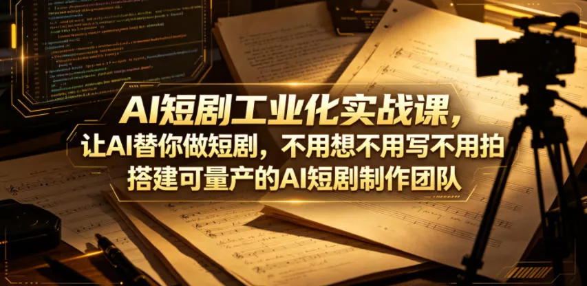 AI短剧工业化实战课，让AI替你做短剧，不用想不用写不用拍，搭建可量产的AI短剧制作团队 - 渡客网创