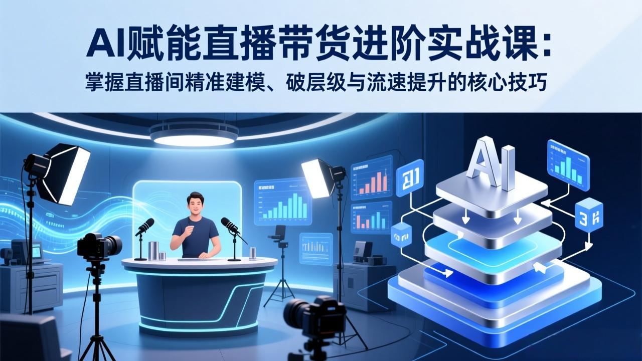 AI赋能直播带货进阶实战课：掌握直播间精准建模、破层级与流速提升的核心技巧 - 渡客网创