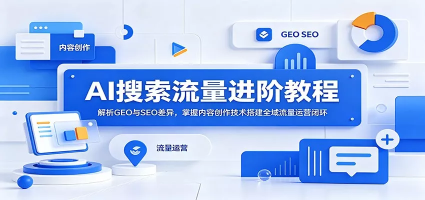 AI搜索流量进阶教程：解析GEO与SEO差异，掌握内容创作技术搭建全域流量运营闭环 - 渡客网创