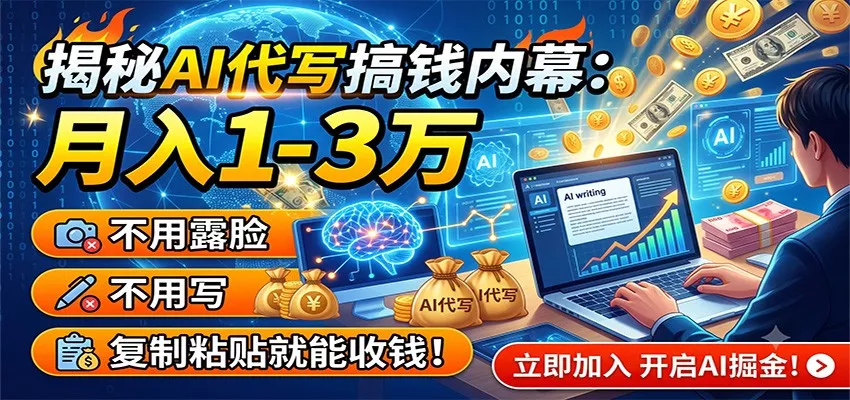 揭秘AI代写搞钱内幕：月入1-3万，不用露脸不用写，复制粘贴就能收钱！ - 渡客网创