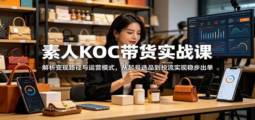 素人KOC带货实战课：解析变现路径与运营模式，从起号选品到投流实现稳步出单 - 渡客网创