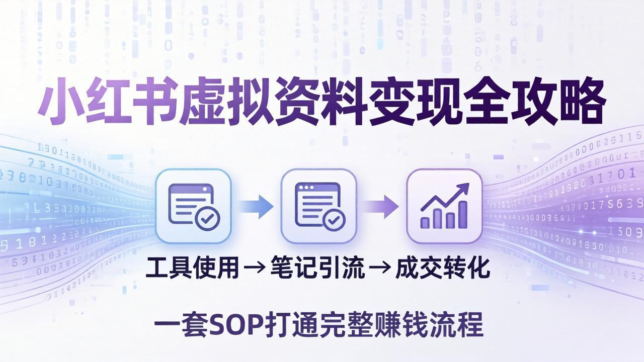 小红书虚拟资料变现全攻略：从工具使用到笔记引流成交，一套 SOP 打通完整赚钱流程 - 渡客网创