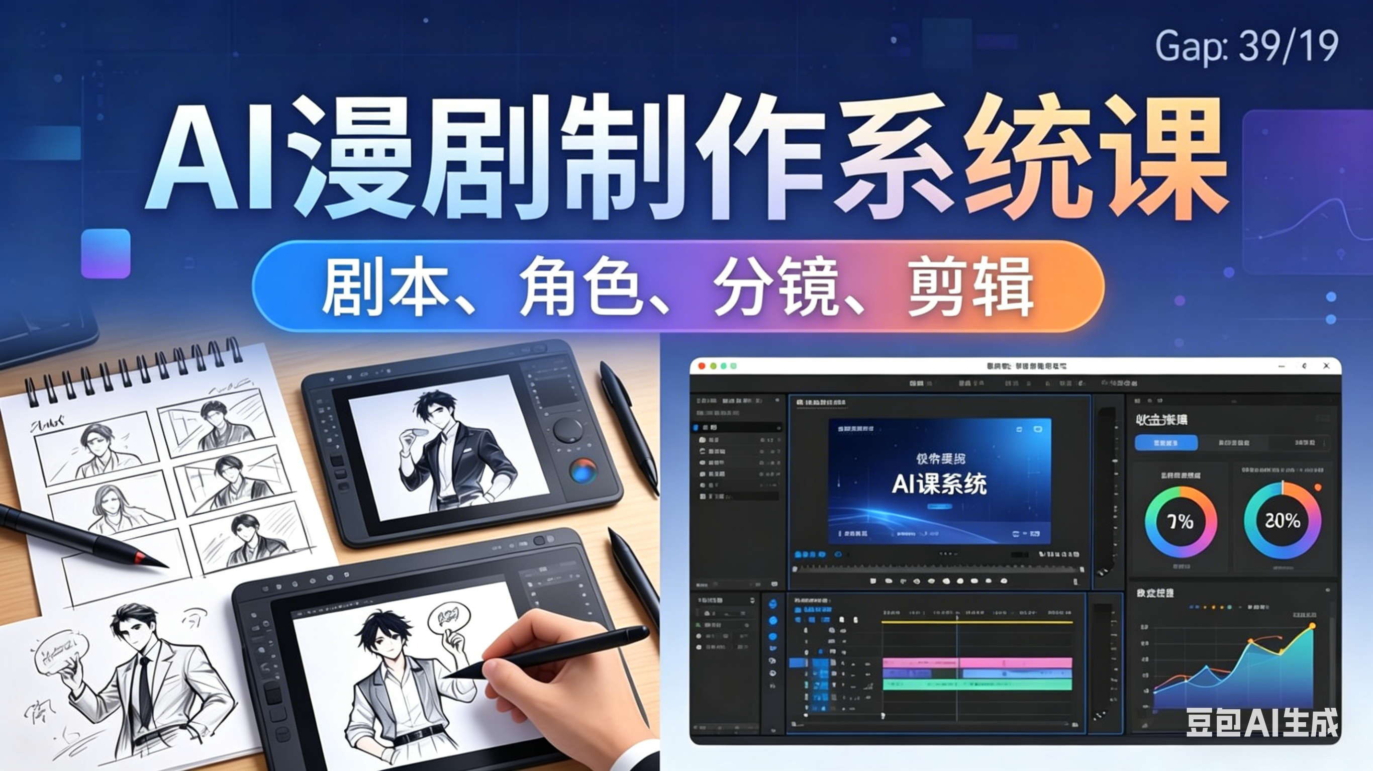 AI漫剧制作系统课：0基础从0到1学会AI制作，掌握剧本、角色、分镜、剪辑全套技能，轻松做号变现 - 渡客网创
