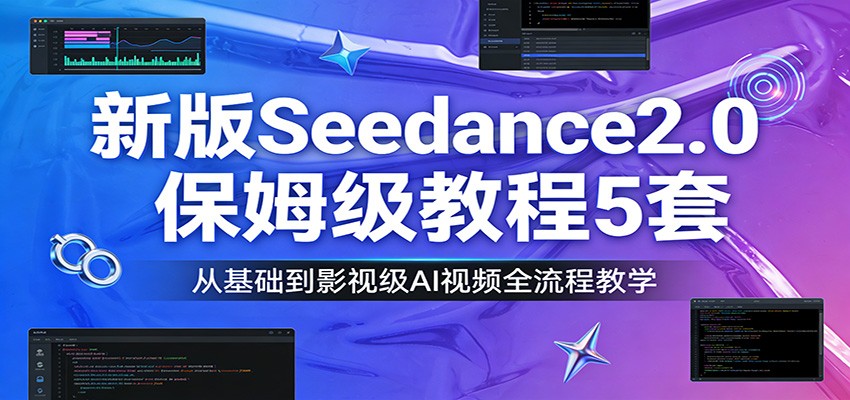 新版Seedance2.0保姆级教程5套：从基础到影视级AI视频全流程教学 - 渡客网创