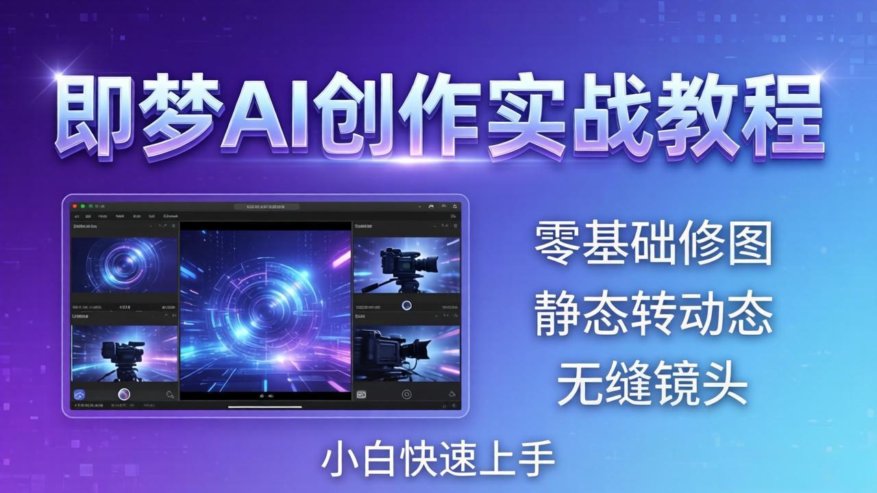 即梦AI创作实战教程，从零基础修图到AI导演，实战教学静态转动态+无缝镜头，小白快速上手 - 渡客网创