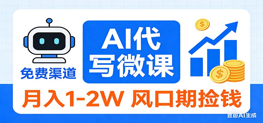 2026告别打工！AI 代写微课，提供免费渠道，月入 1-2W 风口期捡钱 - 渡客网创