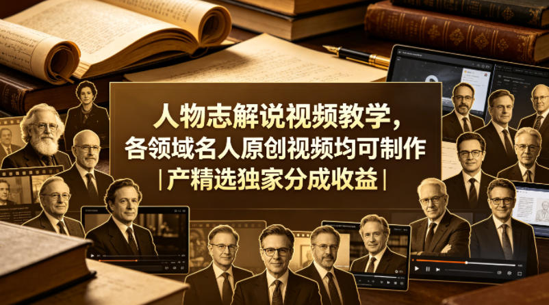 人物志解说视频教学，各领域名人原创视频均可制作丨精选独家分成收益(更新0430) - 渡客网创