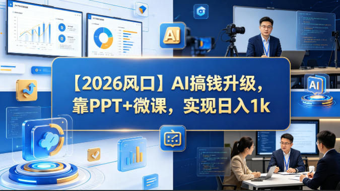【2026风口】AI搞钱升级，靠PPT+微课，实现日入1k - 渡客网创