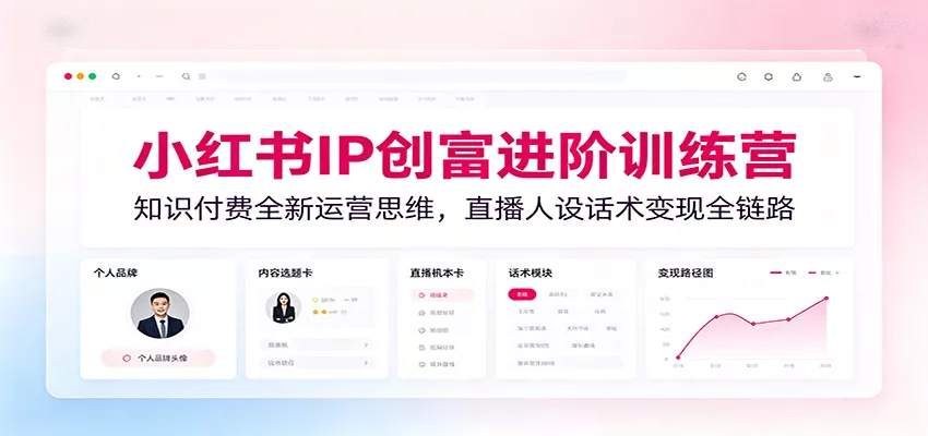 小红书IP创富进阶训练营：知识付费全新运营思维，直播人设话术变现全链路 - 渡客网创