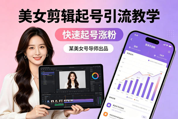 某美女号导师出品：美女剪辑起号引流教学，快速起号涨粉 - 渡客网创
