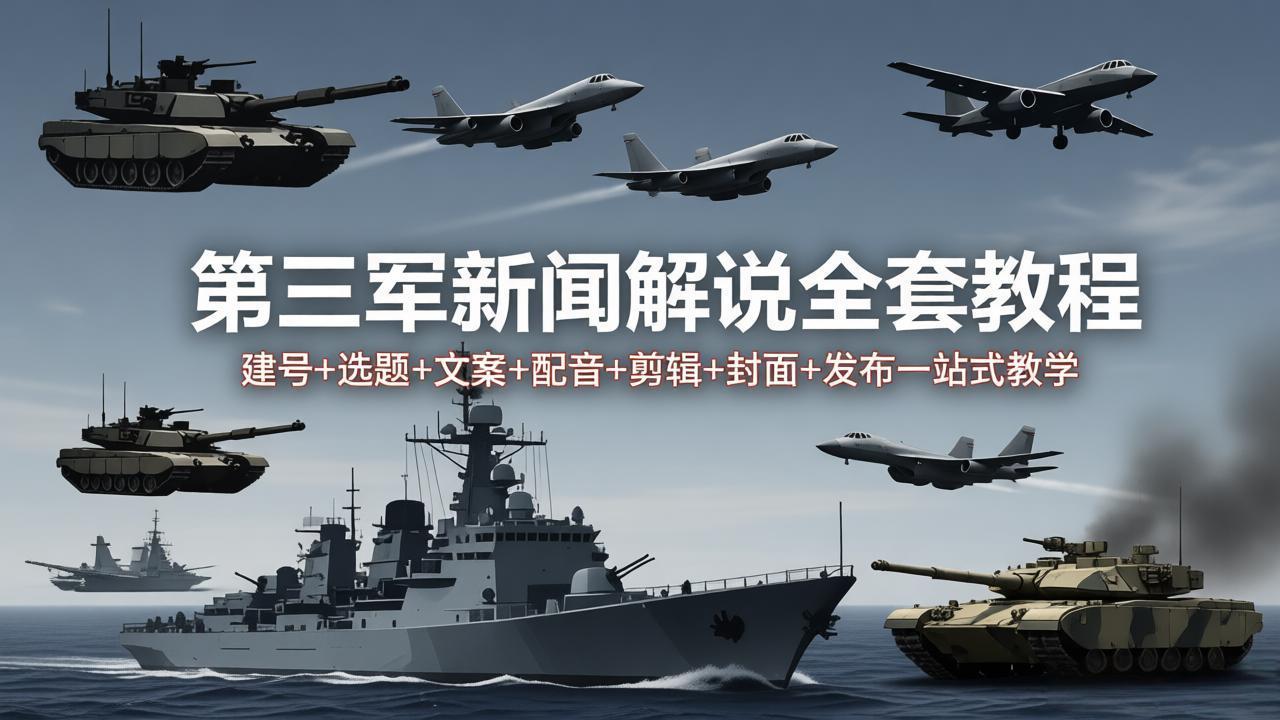 第三军迷新闻解说全套教程：建号+选题+文案+配音+剪辑+封面+发布一站式教学 - 渡客网创