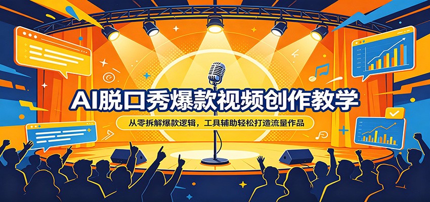 AI脱口秀爆款视频创作教学：从零拆解爆款逻辑，工具辅助轻松打造流量作品 - 渡客网创