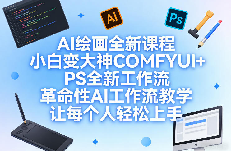 AI绘画全新课程，小白变大神COMFYUI+PS全新工作流，革命性AI工作流教学，让每个人轻松上手 - 渡客网创