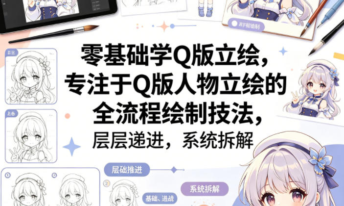 零基础学Q版立绘，专注于Q版人物立绘的全流程绘制技法，层层递进，系统拆解 - 渡客网创