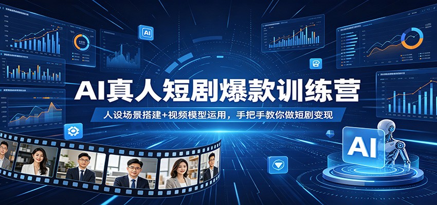 AI真人短剧爆款训练营：人设场景搭建+视频模型运用，手把手教你做短剧变现 - 渡客网创