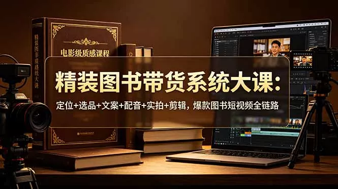 精装图书带货系统大课：定位+选品+文案+配音+实拍+剪辑，爆款图书短视频全链路 - 渡客网创